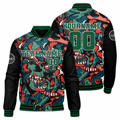 Custom Varsity Jacket Letterman jacket for Men, Women and Youth Green Orange enthsush