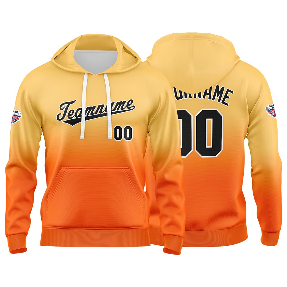 Custom Gradient Hoodie For Man Woman Girl Boy Print Your Logo Name Number Orange enthsush