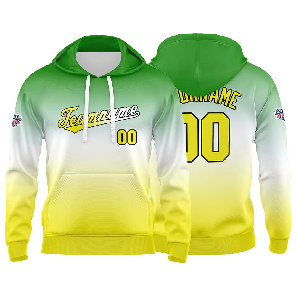 Custom Gradient Hoodie For Man Woman Girl Boy Print Your Logo Name Number Green White enthsush
