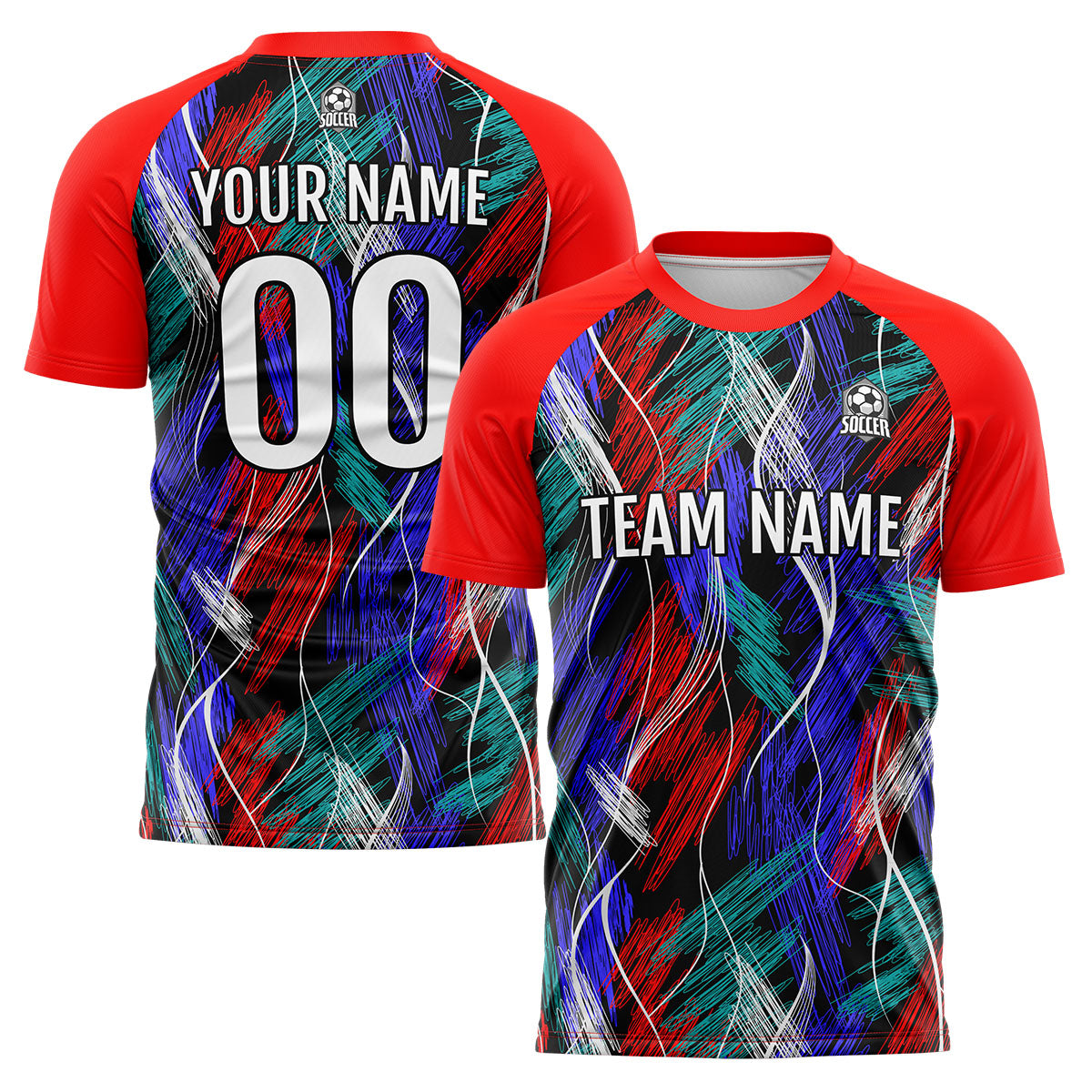 Custom Black Red Soccer Jerseys for Men Women Personalized Soccer Uniforms for Adult and Kid enthsush