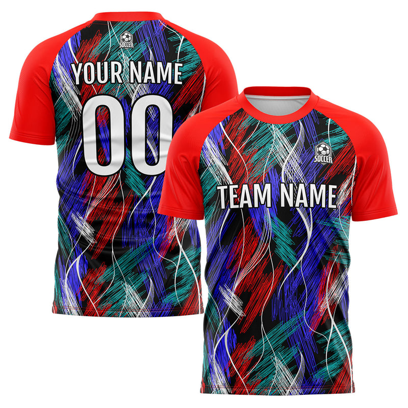 Custom Black Red Soccer Jerseys for Men Women Personalized Soccer Uniforms for Adult and Kid