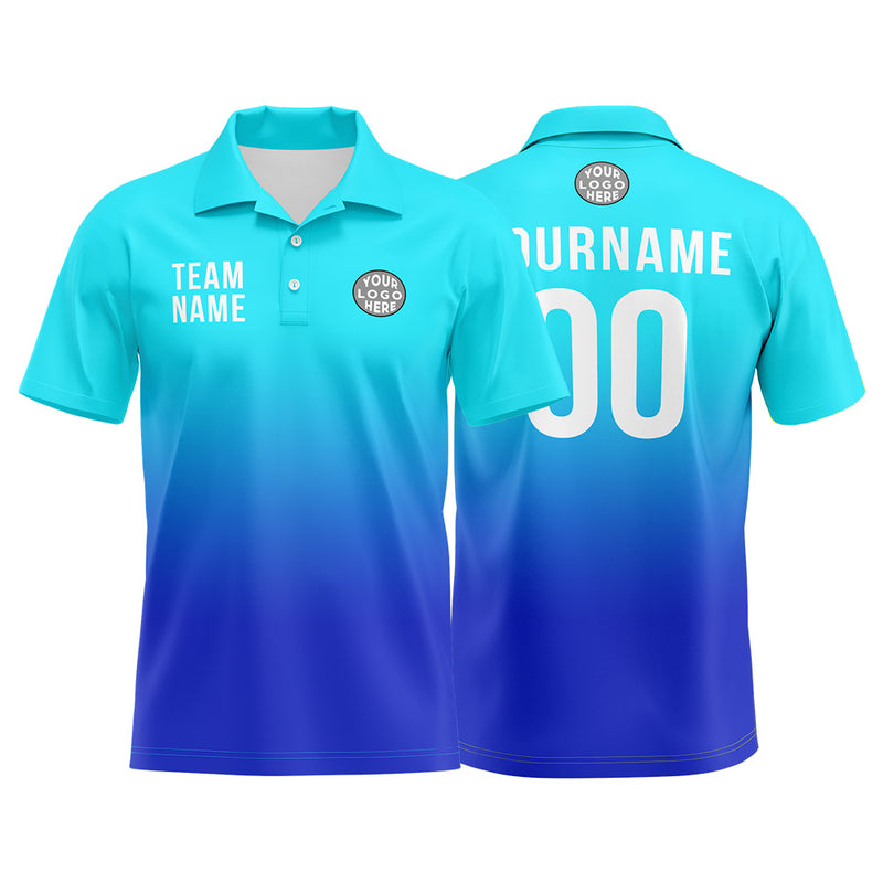 Custom Light Blue Blue Football Polo Shirts Add Your Unique Logo/Name/Number