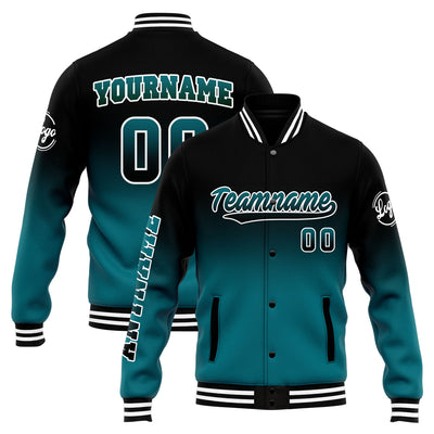 Custom Gradient Varsity Jacket Letterman jacket for Men, Women and Youth Black&Green enthsush