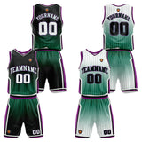 Custom Gradient Green Purple Reversible Basketball Suit for Adults and Kids Personalized Jersey