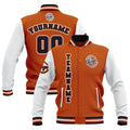 Custom Orange White Navy Waterproof Varsity Jackets Personalized Stitched Name Number Logo to Letterman Jackets enthsush