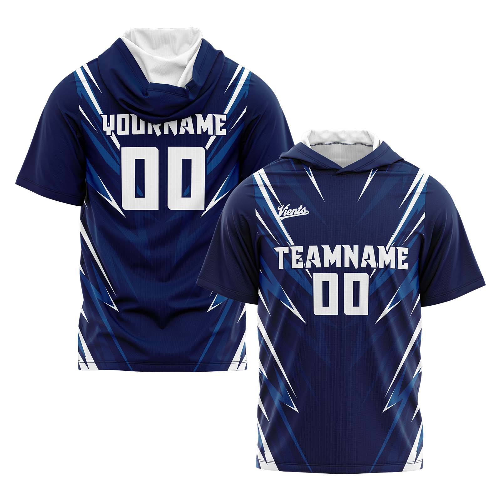 Custom Dark Blue Short Sleeve Hoodies for Men Women Shirts with Hoods Printed Name Logo enthsush