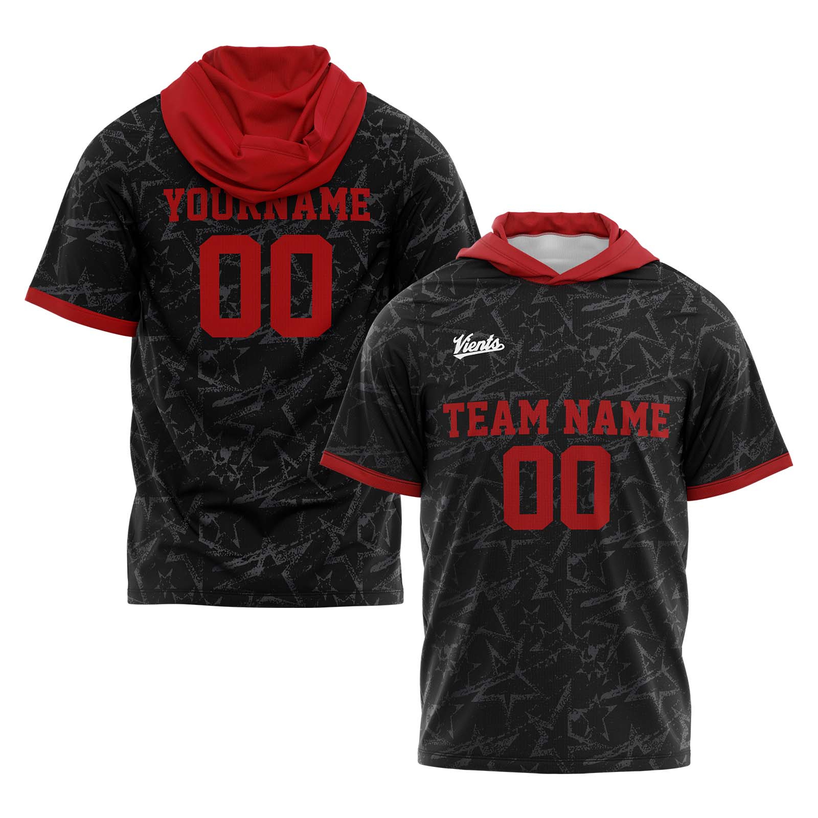 Custom Black Red Sleeve Hoodies for Men Women Shirts with Hoods Printed Name Logo enthsush