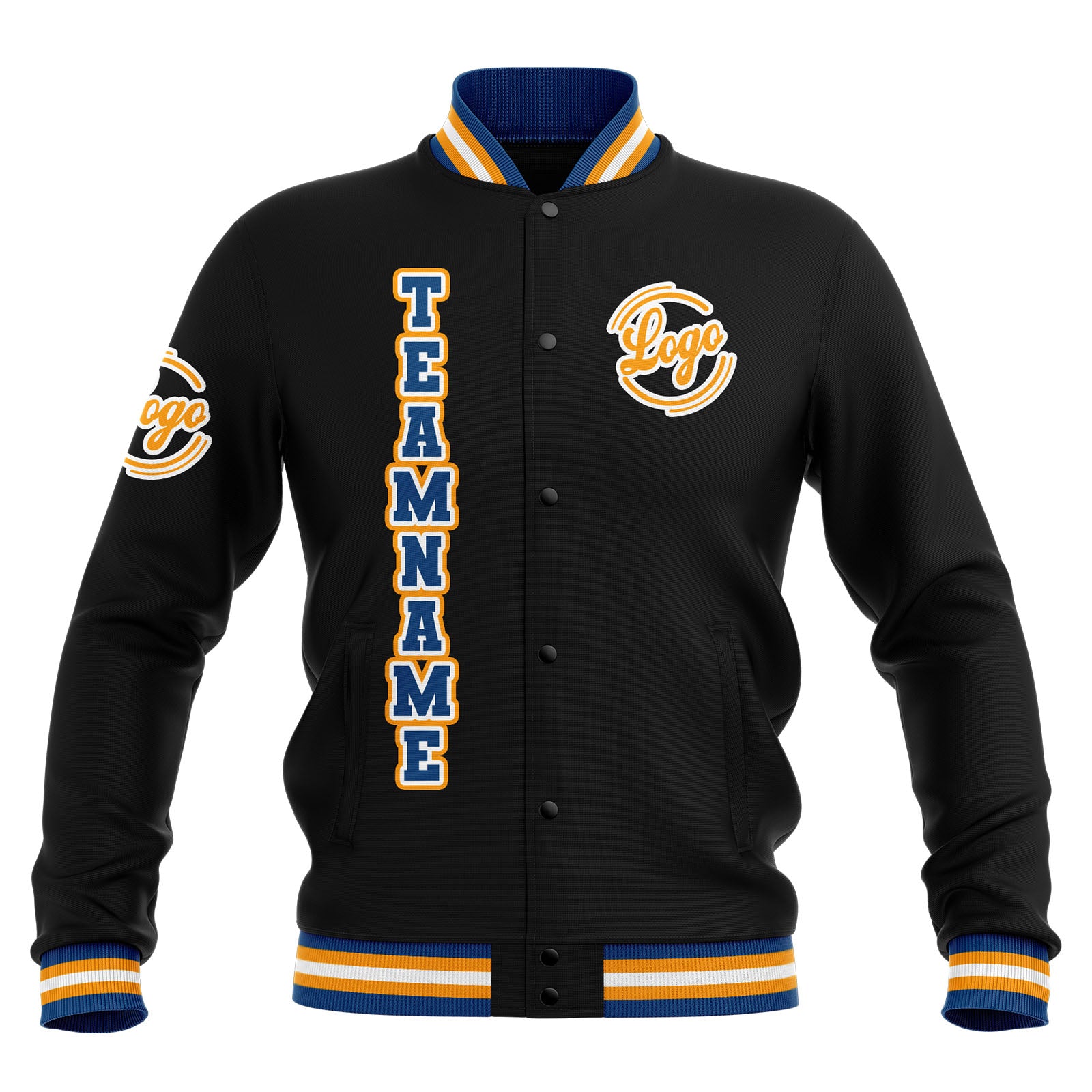 Custom Black Blue Yellow Waterproof Varsity Jackets Personalized Stitched Name Number Logo to Letterman Jackets enthsush
