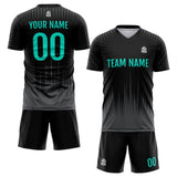 Custom Soccer Jerseys for Men Women Personalized Soccer Uniforms for Adult and Kid Black&Aqua