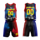 Custom Basketball Jersey Uniform Suit Printed Your Logo Name Number Splash-Red-Blue