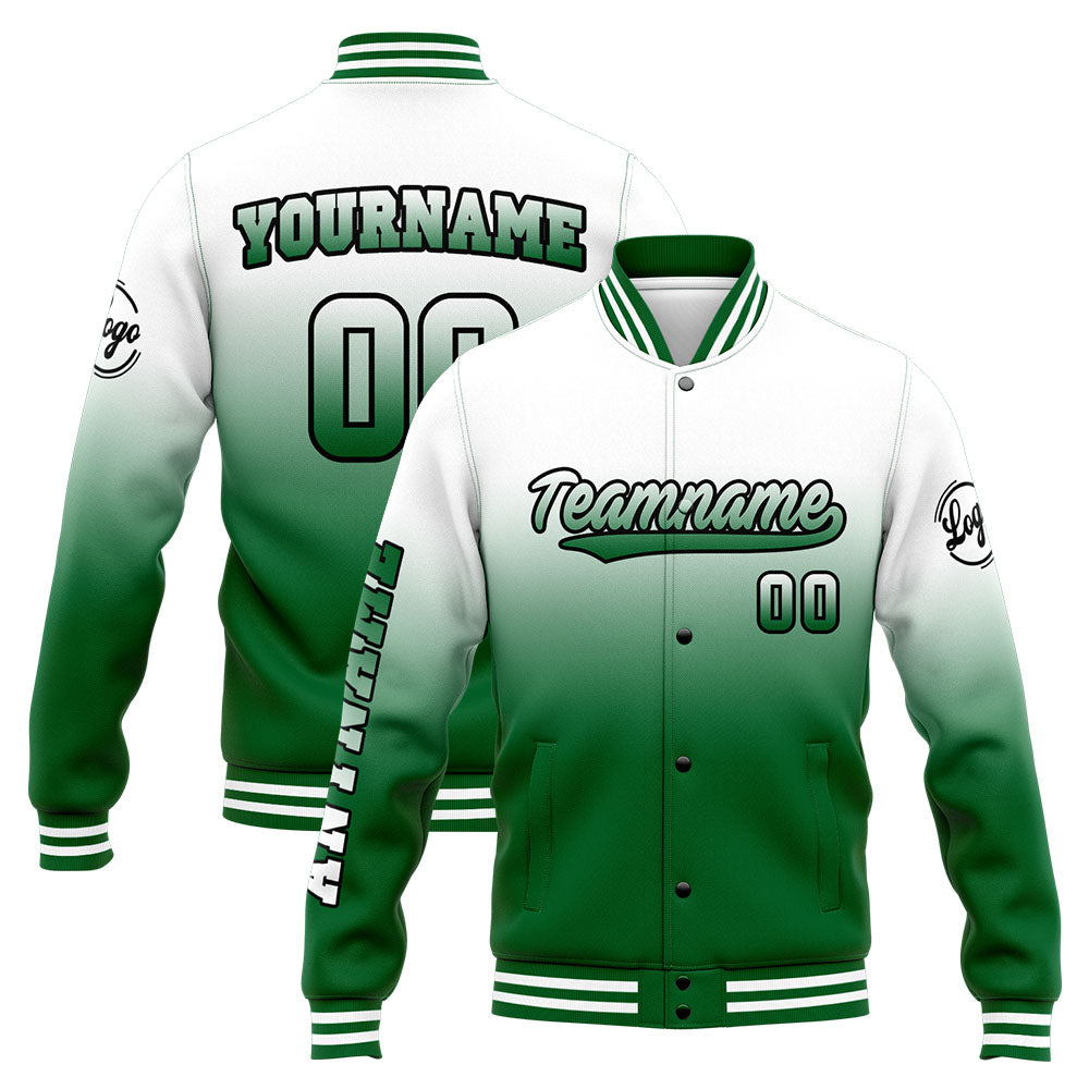 Custom Varsity Jacket Letterman jacket for Men, Women and Youth Green White enthsush