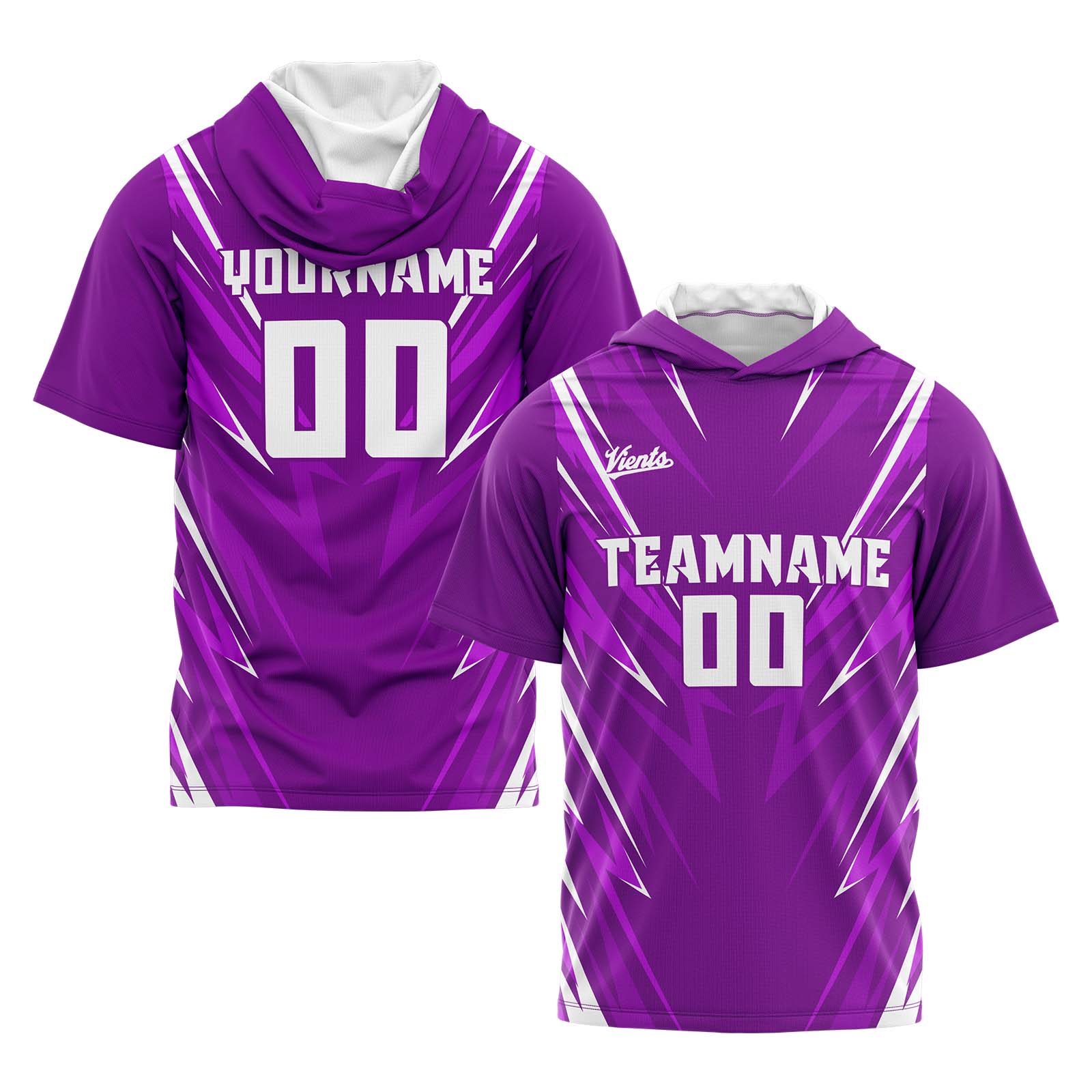 Custom Purple Short Sleeve Hoodies for Men Women Shirts with Hoods Printed Name Logo enthsush