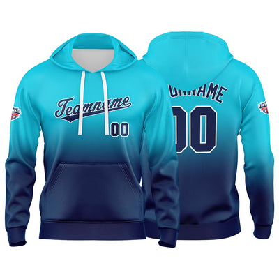 Custom Gradient Hoodie For Man Woman Girl Boy Print Your Logo Name Number Light Blue Navy enthsush
