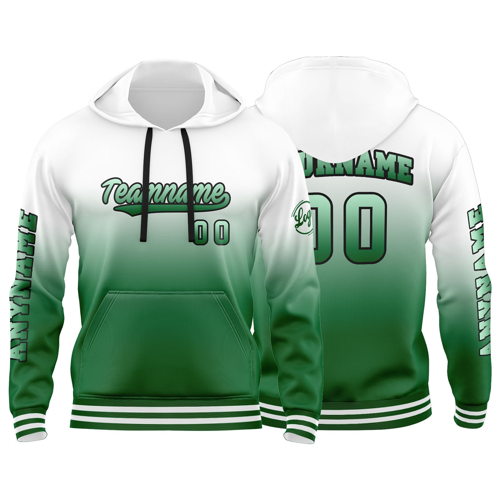 Custom Green White Sweatshirt Hoodie For Men Women Girl Boy Print Your Logo Name Number enthsush
