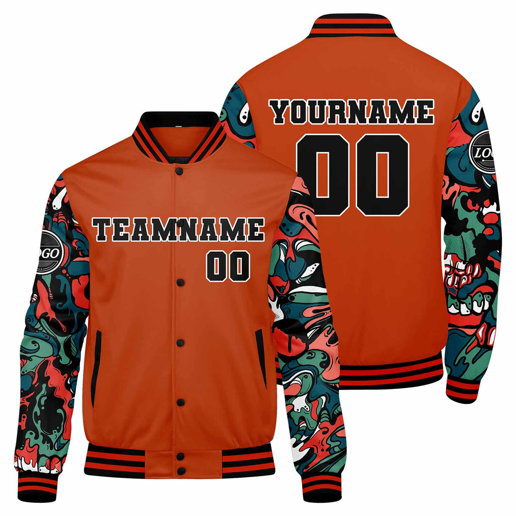 Custom Varsity Jacket Letterman jacket for Men, Women and Youth Orange enthsush