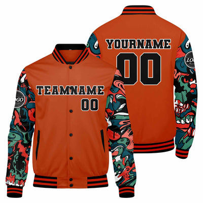 Custom Varsity Jacket Letterman jacket for Men, Women and Youth Orange enthsush