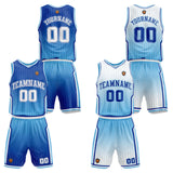 Custom Gradient Blue Reversible Basketball Suit for Adults and Kids Personalized Jersey