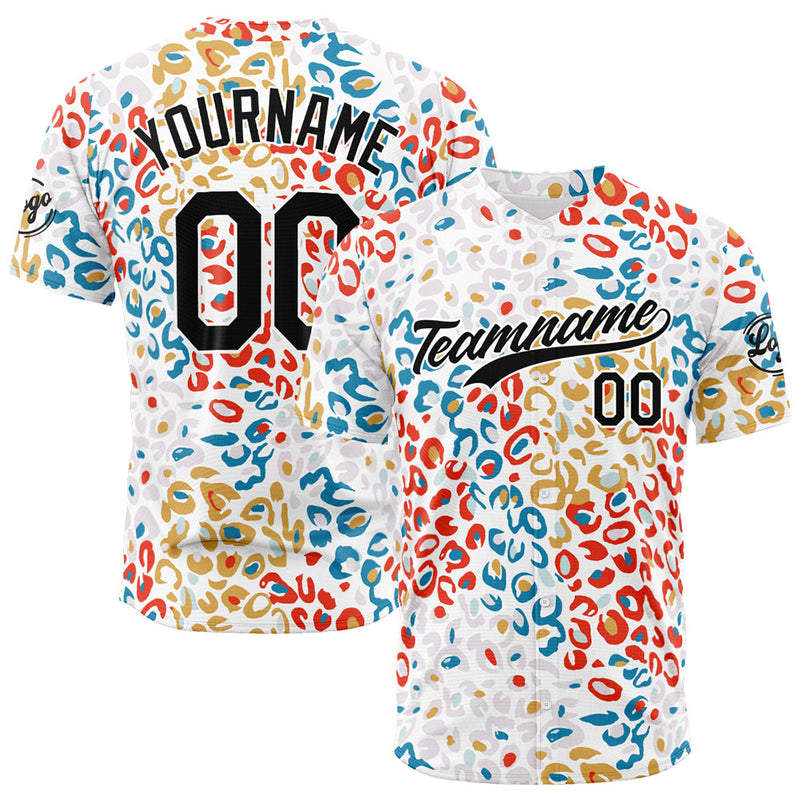 Custom Full Print Design Authentic Baseball Jersey Leopard print