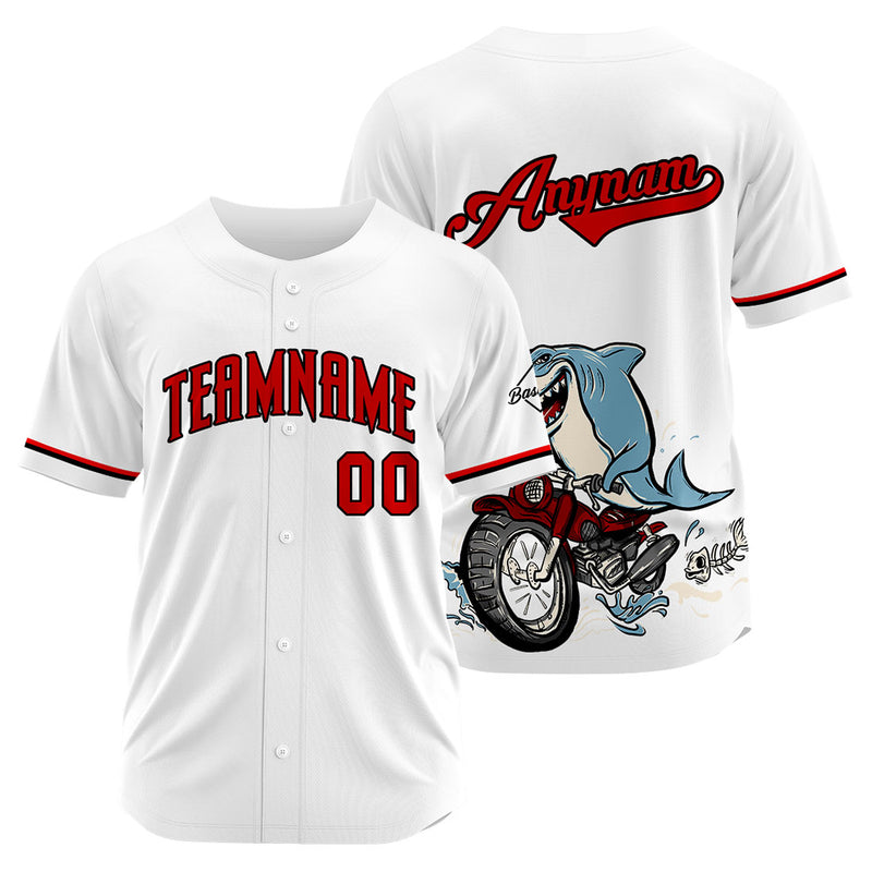 Custom Baseball Uniforms High-Quality for Adult Kids Optimized for Performance Motor shark-White