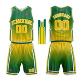 Custom Basketball Jersey Uniform Suit Printed Your Logo Name Number Green-Yellow