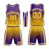 Custom Basketball Jersey Uniform Suit Printed Your Logo Name Number Purple-Yellow