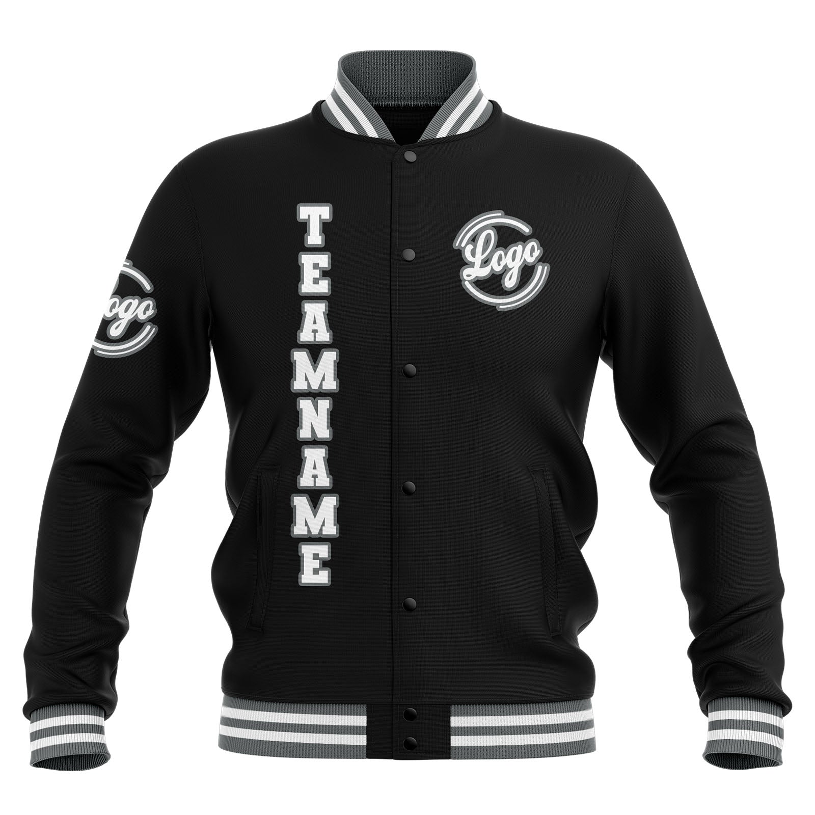 Custom Black Grey White Waterproof Varsity Jackets Personalized Stitched Name Number Logo to Letterman Jackets enthsush