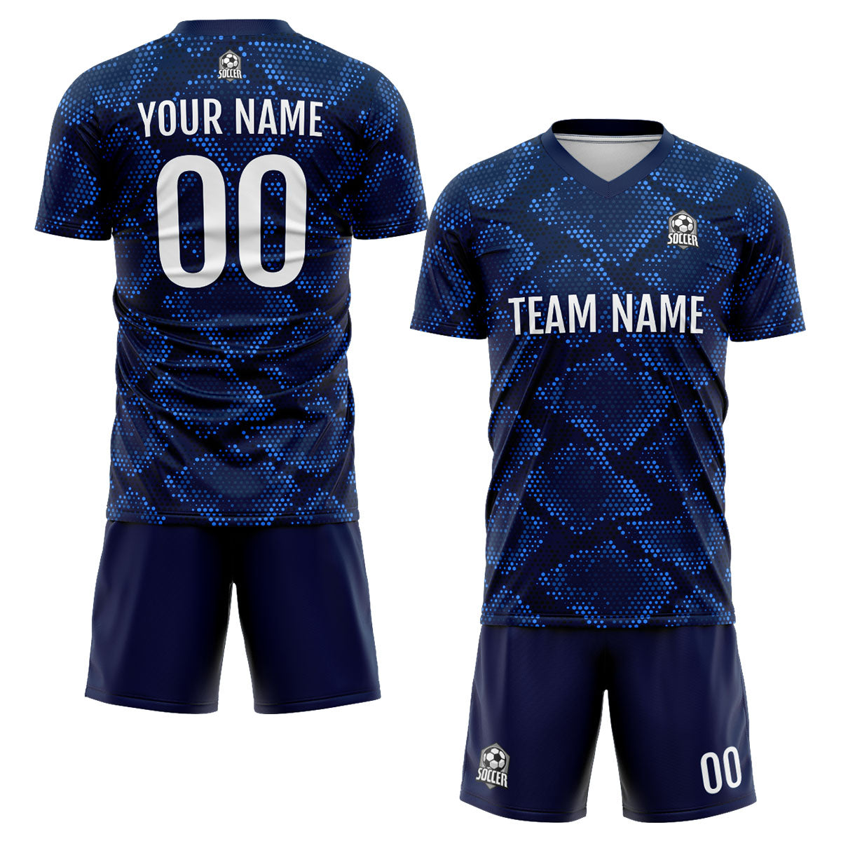 Custom Dark Blue Soccer Jerseys for Men Women Personalized Soccer Uniforms for Adult and Kid enthsush