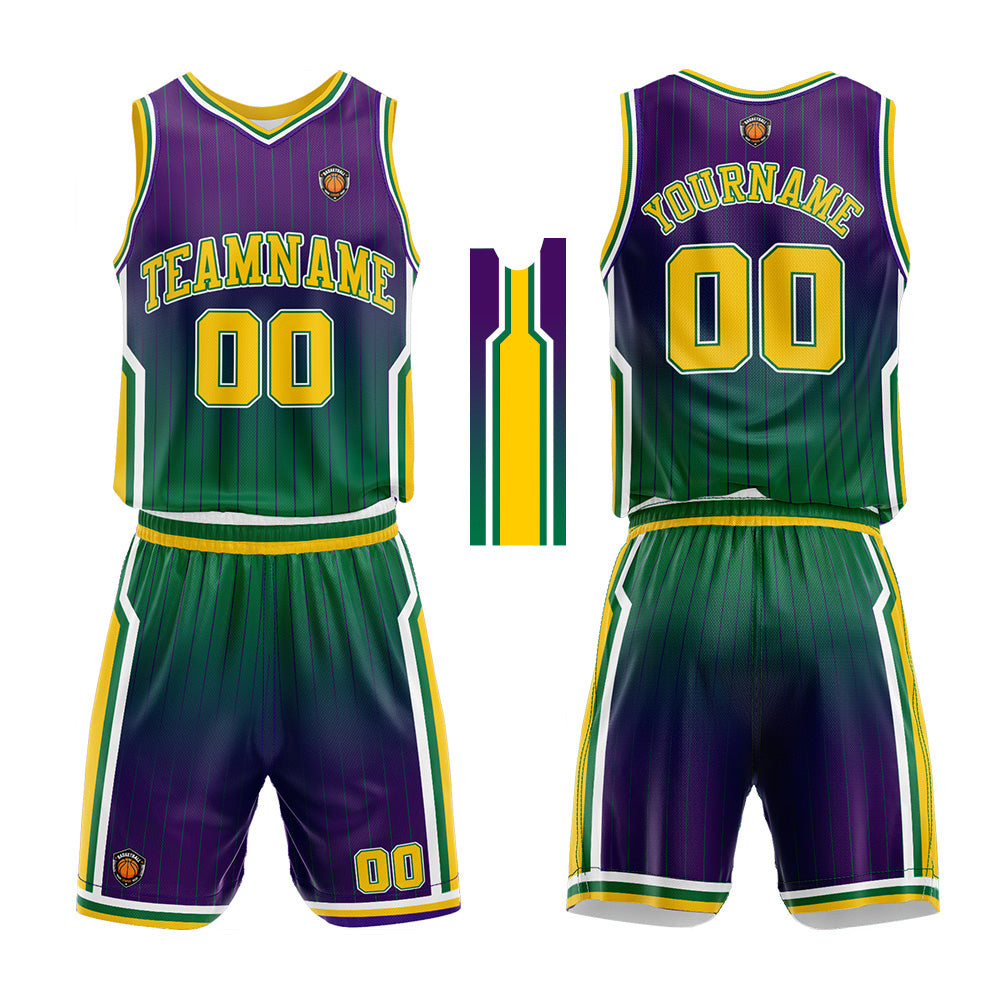 Custom Basketball Jersey Uniform Suit Printed Your Logo Name Number Purple-Green enthsush