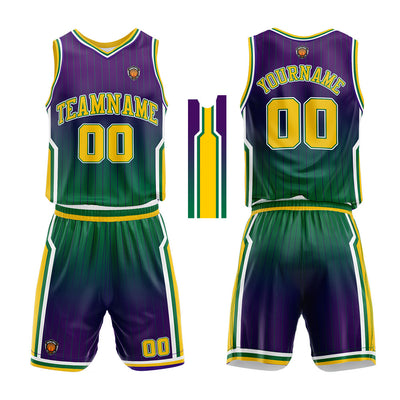 Custom Basketball Jersey Uniform Suit Printed Your Logo Name Number Purple-Green enthsush