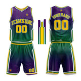 Custom Basketball Jersey Uniform Suit Printed Your Logo Name Number Purple-Green