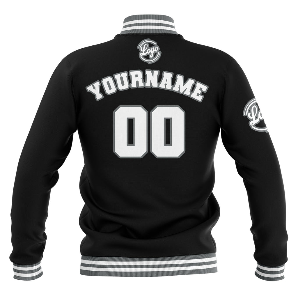 Custom Black Grey White Waterproof Varsity Jackets Personalized Stitched Name Number Logo to Letterman Jackets enthsush