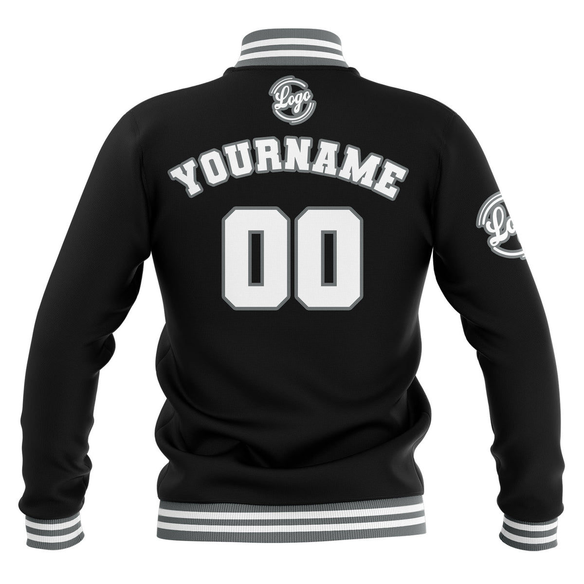Custom Black Grey White Waterproof Varsity Jackets Personalized Stitched Name Number Logo to Letterman Jackets enthsush