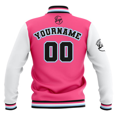 Custom Pink White Black Waterproof Varsity Jackets Personalized Stitched Name Number Logo to Letterman Jackets enthsush