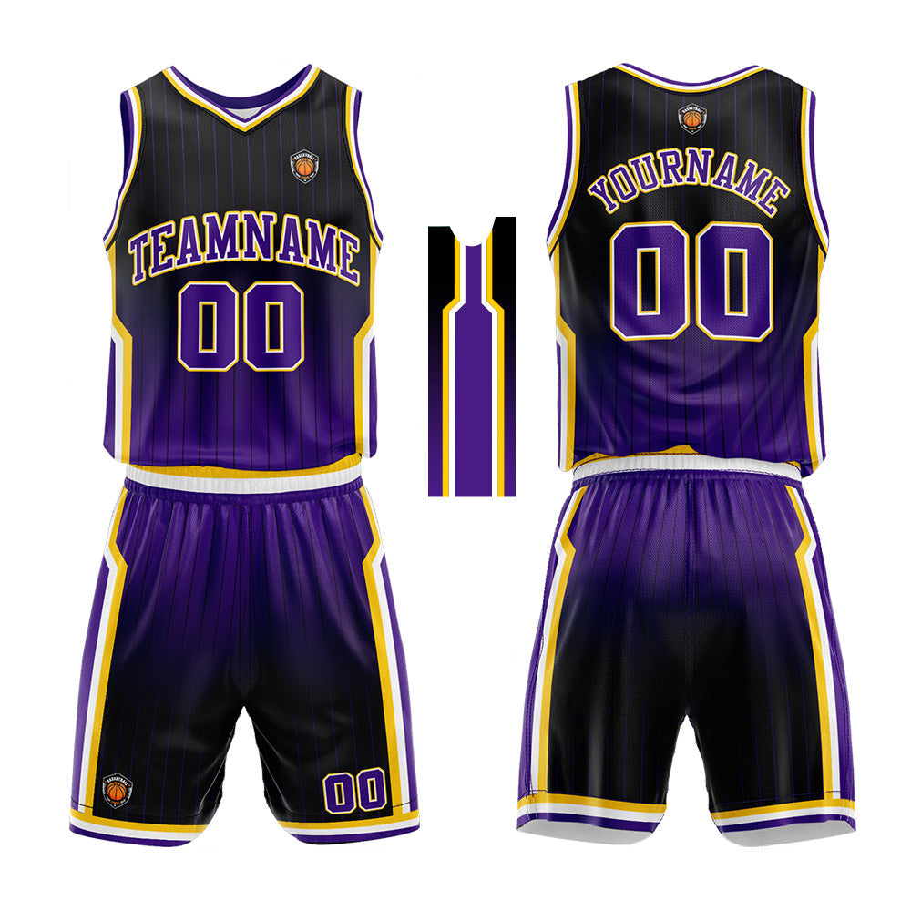 Custom Basketball Jersey Uniform Suit Printed Your Logo Name Number Black-Purple enthsush