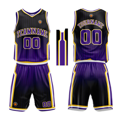 Custom Basketball Jersey Uniform Suit Printed Your Logo Name Number Black-Purple enthsush