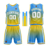 Custom Basketball Jersey Uniform Suit Printed Your Logo Name Number Light Blue-Yellow