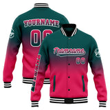 Custom Gradient Varsity Jacket Letterman jacket for Men, Women and Youth Dark Green&Pink