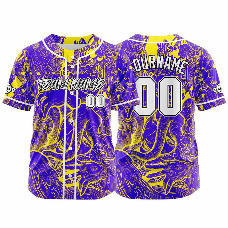 Custom Baseball Uniforms High-Quality for Adult Kids Optimized for Performance Witch-Purple&Yellow