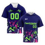 Custom Navy Green Short Sleeve Hoodies for Men Women Shirts with Hoods Printed Name Logo