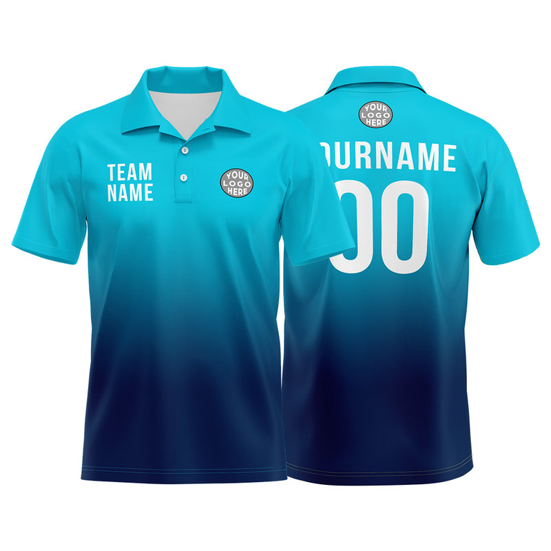 Custom Light Blue Navy Football Polo Shirts Add Your Unique Logo/Name/Number