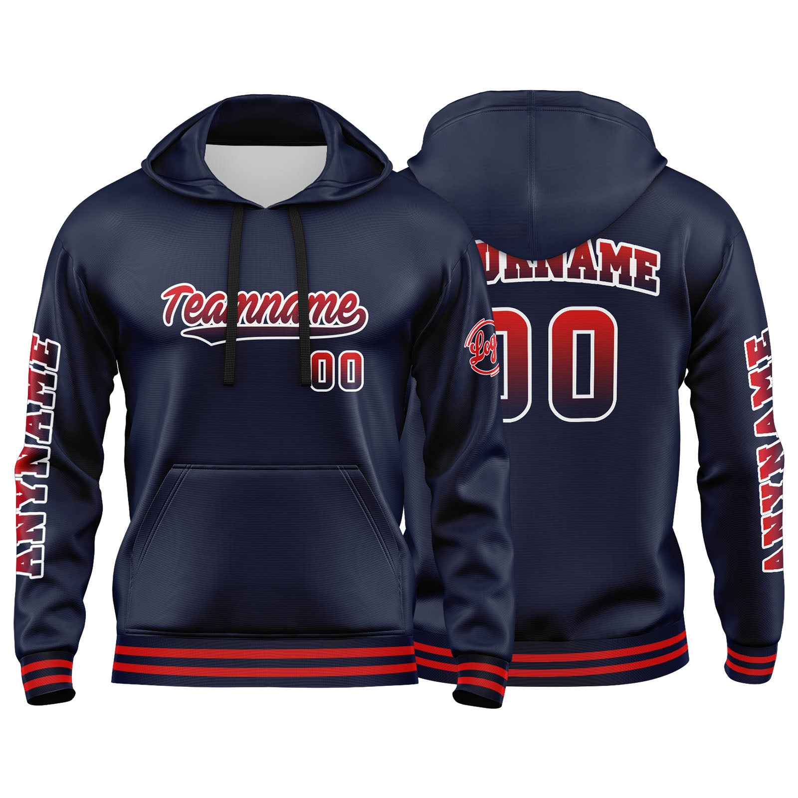Custom Navy Red Sweatshirt Hoodie For Men Women Girl Boy Print Your Logo Name Number enthsush