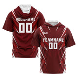 Custom Drak Red Short Sleeve Hoodies for Men Women Shirts with Hoods Printed Name Logo