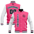 Custom Pink White Black Waterproof Varsity Jackets Personalized Stitched Name Number Logo to Letterman Jackets enthsush