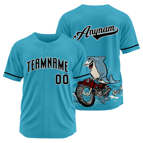 Custom Baseball Uniforms High-Quality for Adult Kids Optimized for Performance Motor shark-Light Blue enthsush