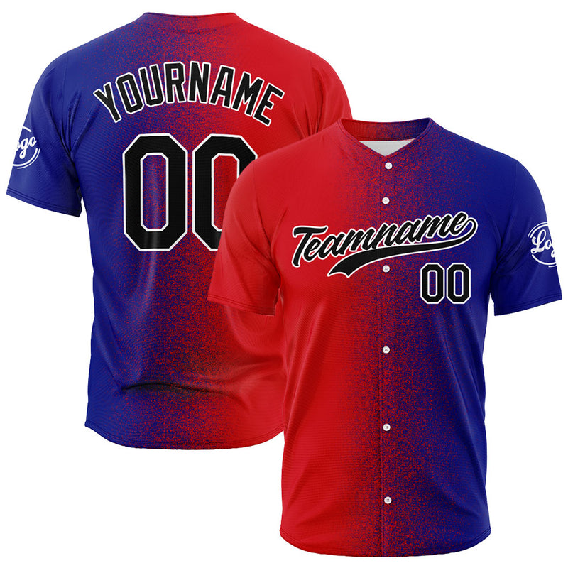Custom Full Print Design Authentic Baseball Jersey Red-Royal