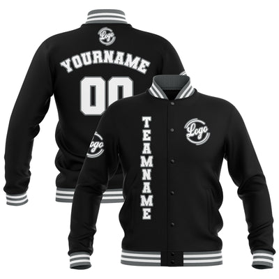 Custom Black Grey White Waterproof Varsity Jackets Personalized Stitched Name Number Logo to Letterman Jackets enthsush