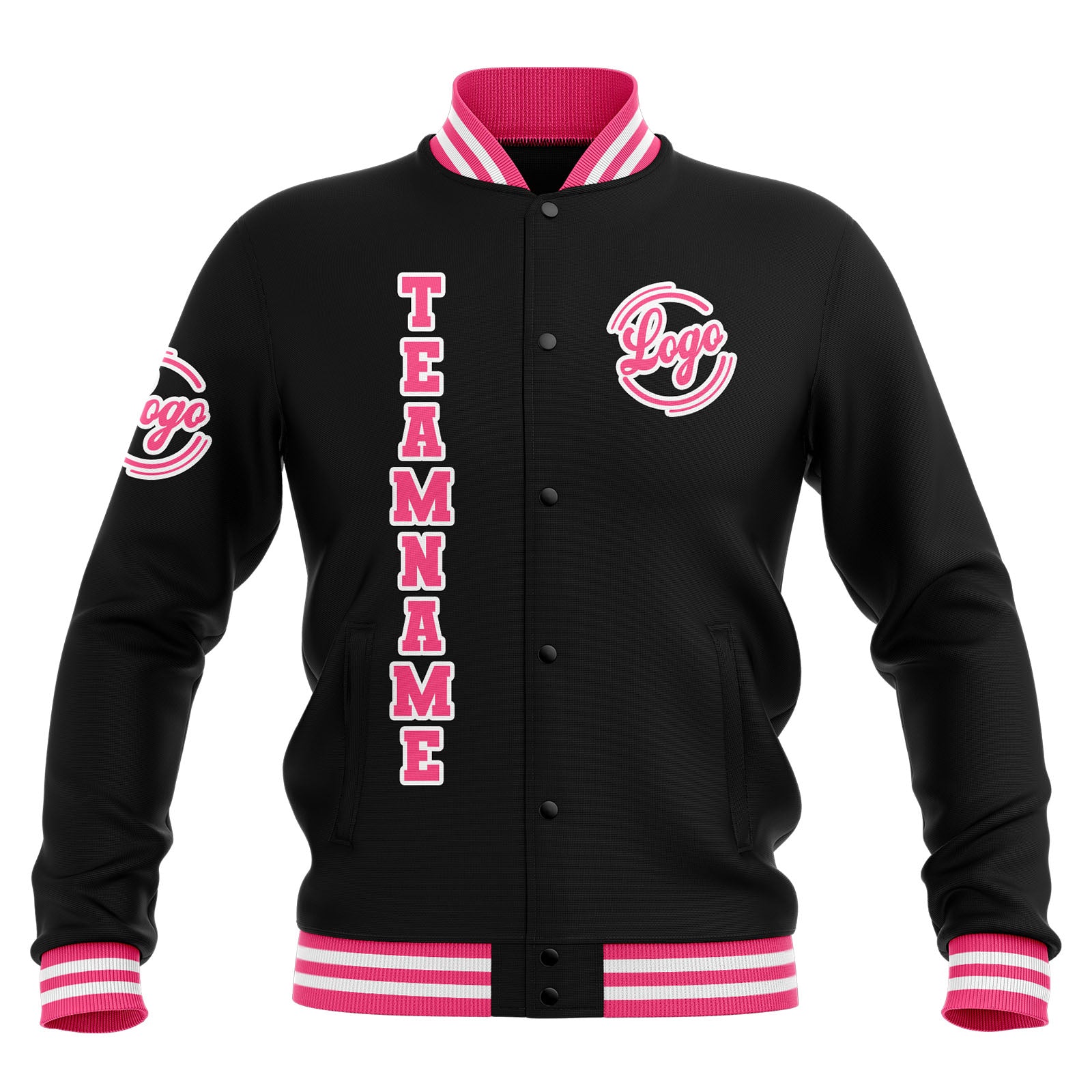 Custom Black Pink White Waterproof Varsity Jackets Personalized Stitched Name Number Logo to Letterman Jackets enthsush