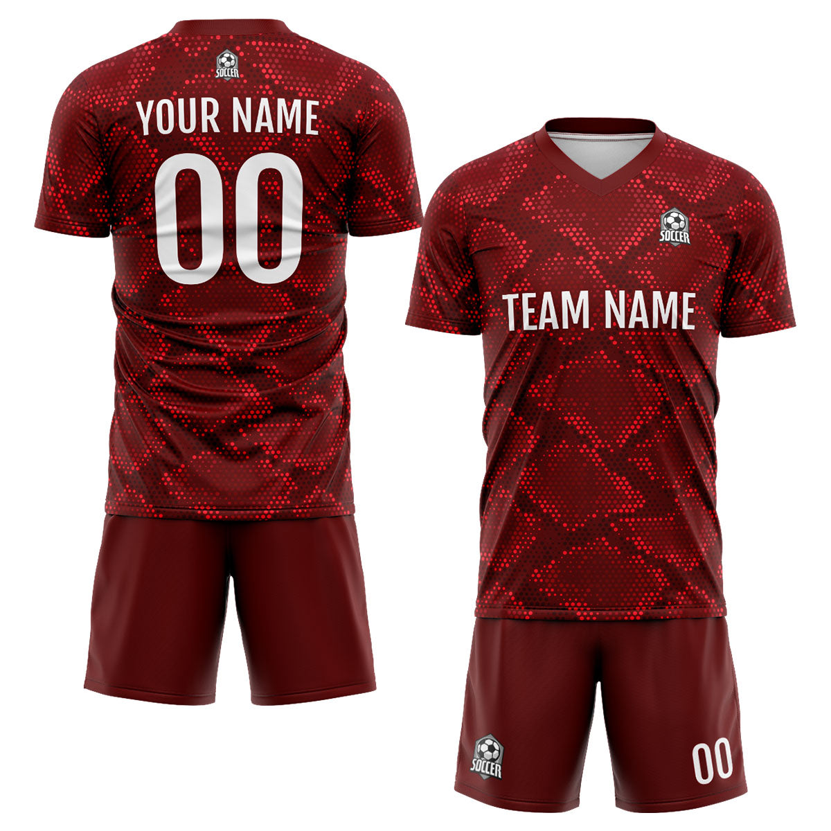 Custom Dark Red Soccer Jerseys for Men Women Personalized Soccer Uniforms for Adult and Kid enthsush