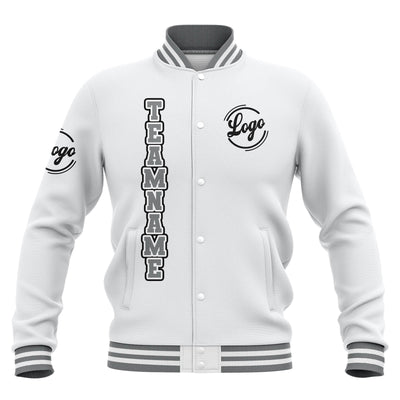Custom White Grey Waterproof Varsity Jackets Personalized Stitched Name Number Logo to Letterman Jackets enthsush