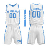 Custom Basketball Jersey Uniform Suit Printed Your Logo Name Number White-Light Blue